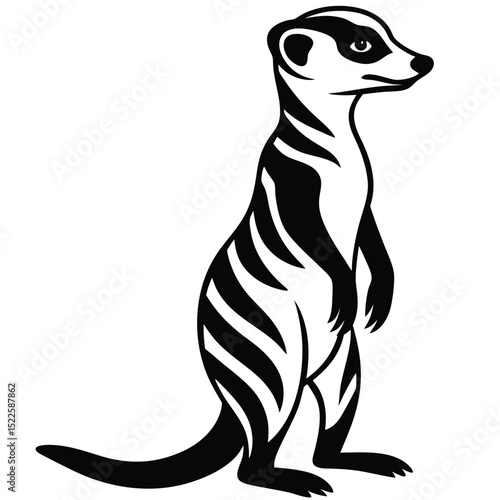 Meerkat vector illustration black and white animal design silhouette