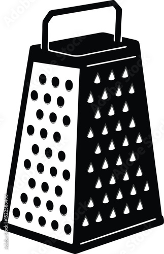 Cheese grater silhouette with triangular grating holes and handle, great for kitchen utensil, cooking tools