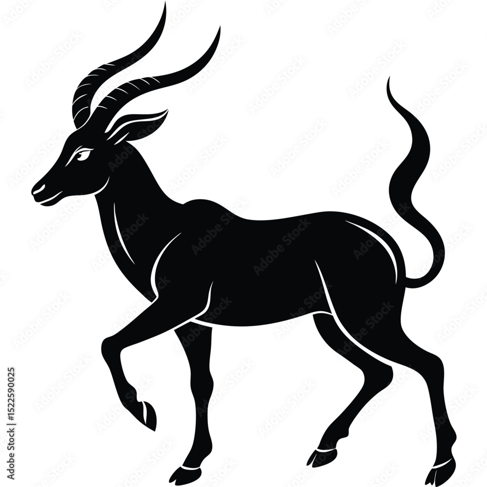 Obraz premium Black antelope illustration vector art animal wildlife icon silhouette