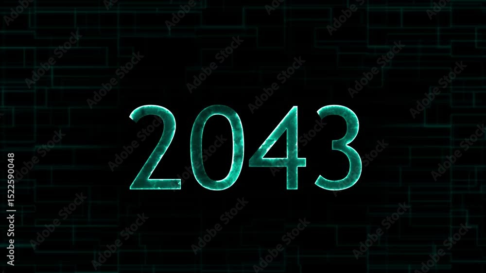 Neon glowing 2043 animation.2043 glowing year text animation on technology background. Neon glowing 2043 animation.2043 glowing year text animation on technology background.