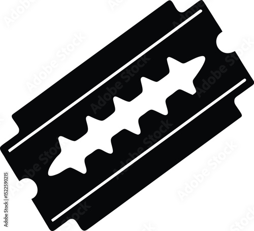 Razor blade silhouette illustration for barbershop icons grooming graphics, vintage shaving tool 