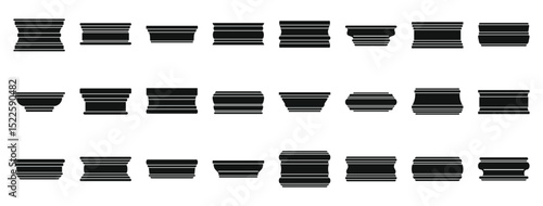 Baseboard molding icons set. Architectural column bases in different styles and shapes, providing options for diverse construction and design needs