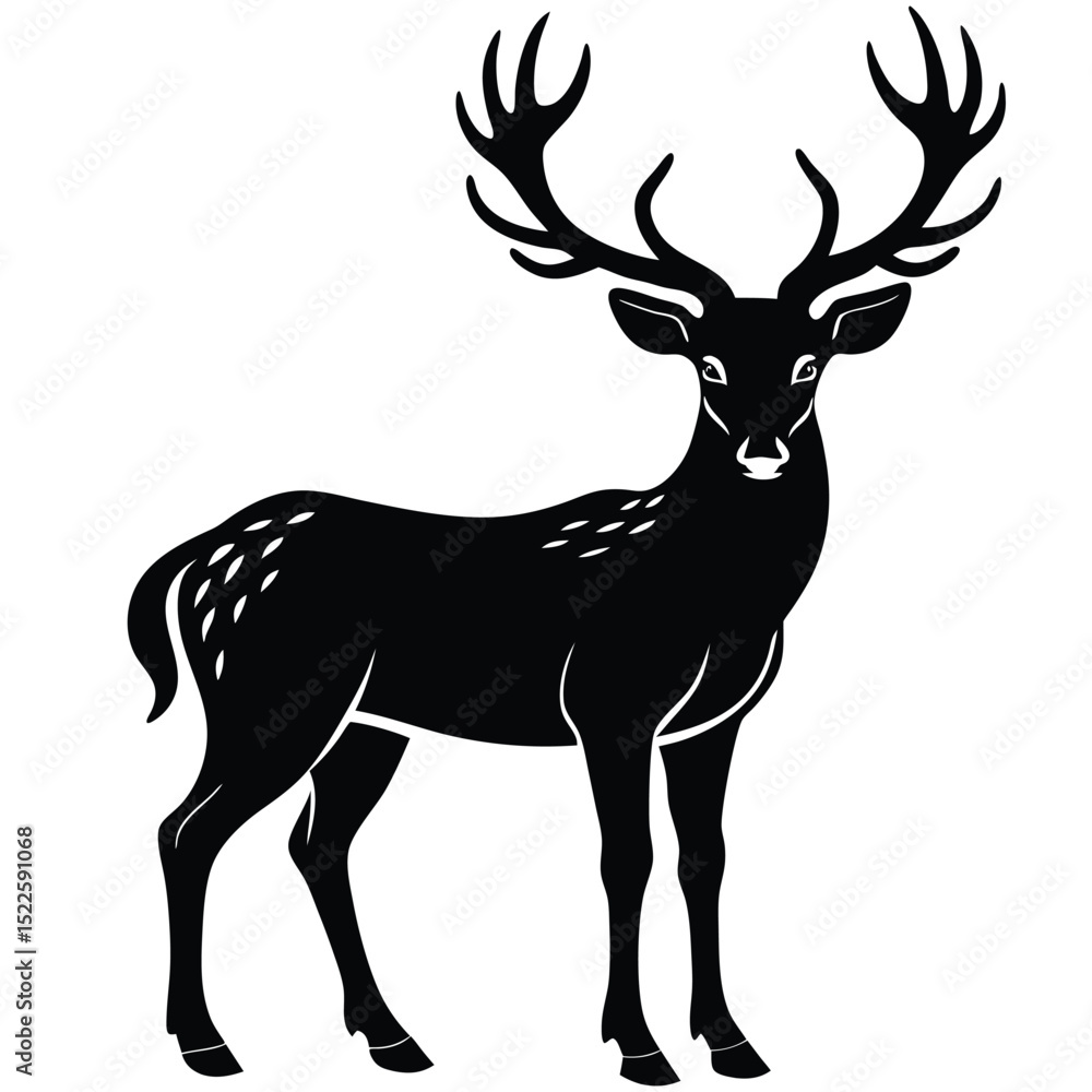 Fototapeta premium Black deer illustration wildlife animal nature silhouette