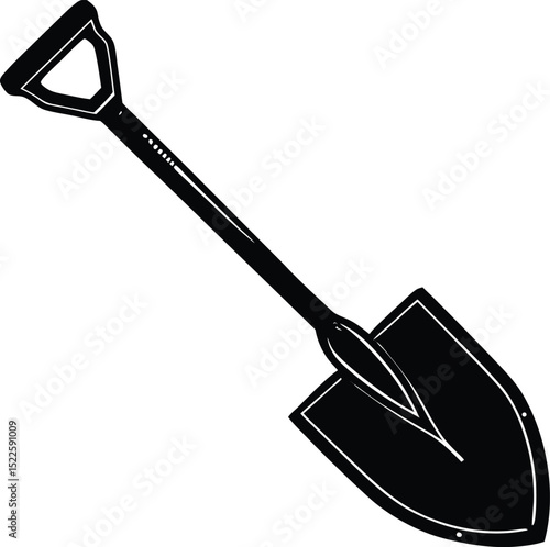 Shovel silhouette black vector icon for gardening tool digging equipment illustration perfect for landscaping, farm, and construction