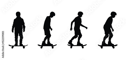 Silhouette of boy skateboarding sequence