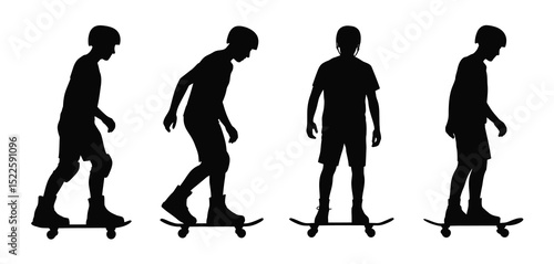 Skateboarding silhouettes sequence action sports