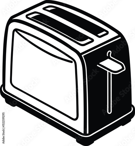 Toaster silhouette illustration for kitchen appliance lack vector symbol of electric bread toaster for breakfast and food theme