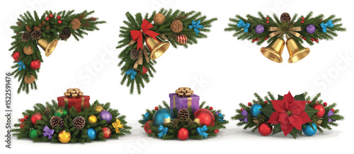 Christmas decorations collection wreaths bells gifts