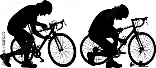 Dynamic Cyclist on Racing Bicycle Silhouette - Sports and Fitness