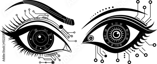 Cybernetic Human Eye Silhouette - AI, Technology, and Future Vision