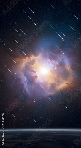 meteor shower in the sky
