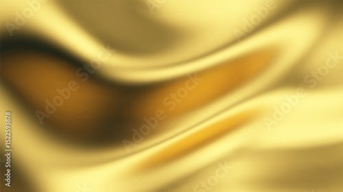 Gold silk wave background with liquid golden satin for luxury fabric pattern. Abstract smooth flag design with yellow cloth material in 3d ribbon vector. Premium wedding drapery with shiny velvet.