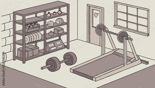 A weight room demonstrates fitness with all the gym items  