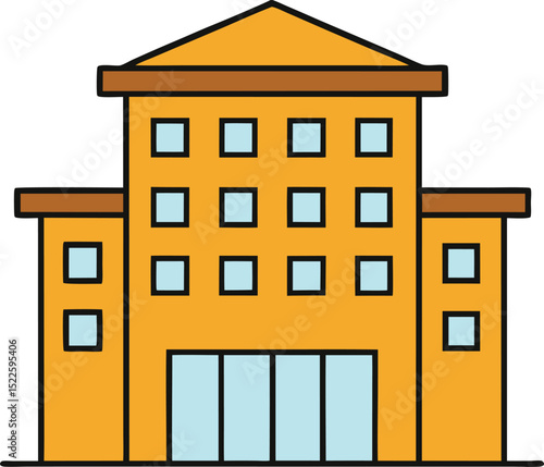 hotel building icon clipart vector on transparent background

