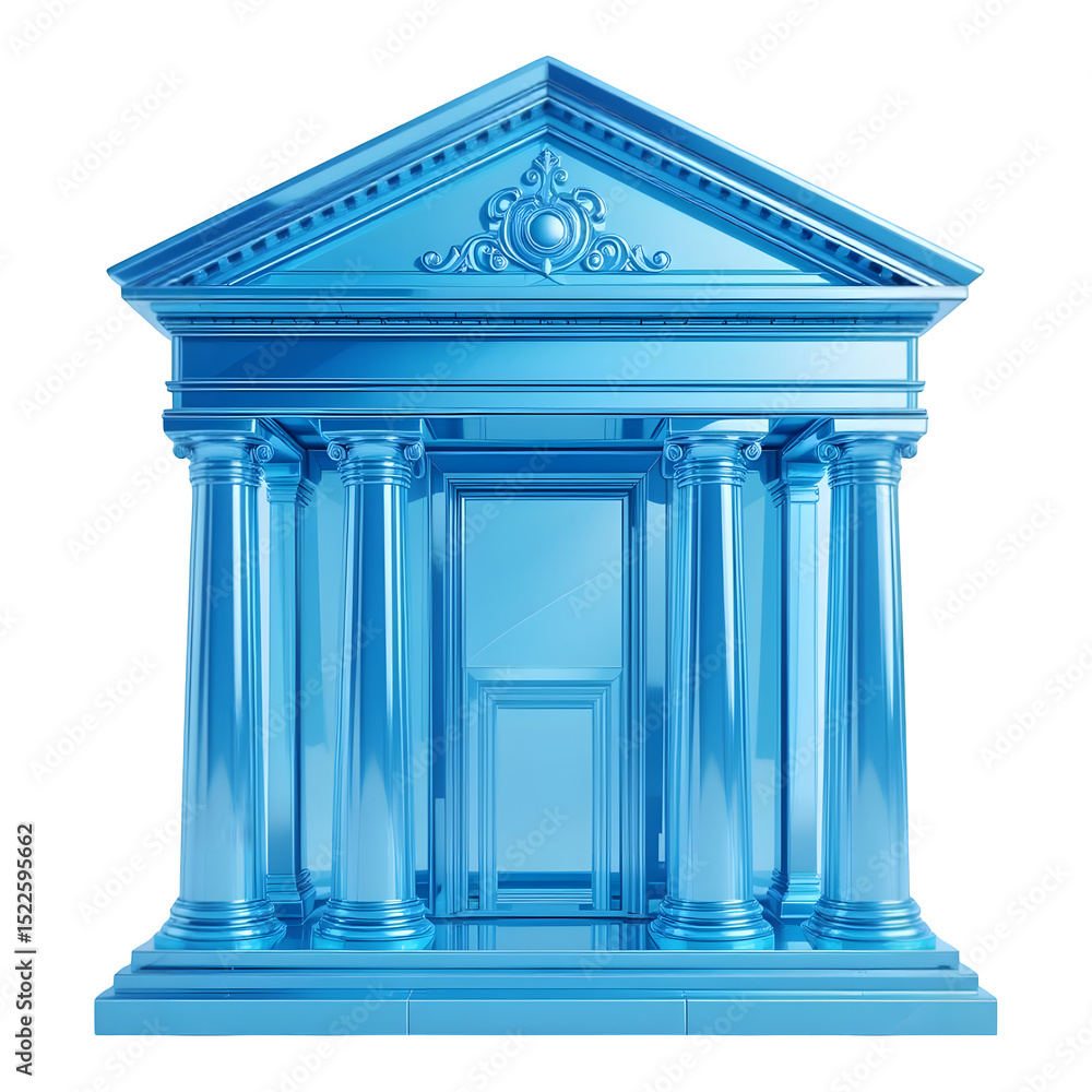 Obraz premium Blue Metallic Temple Columns Architecture 3D Render