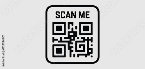 Simple Black QR Code Scan Me Icon Design