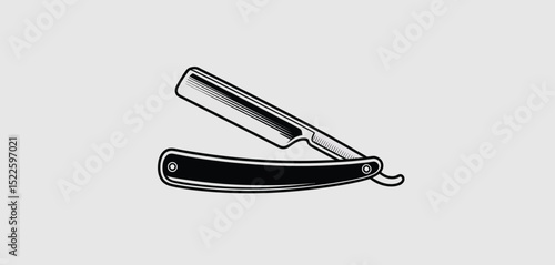 Vintage Straight Razor Barbershop Shaving Tool Illustration