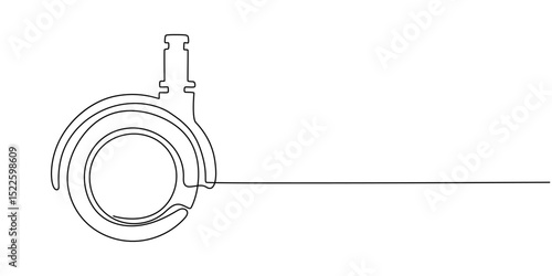 Caster roller wheel outline continuous one line drawing, Set of caster wheel vector icons in outline and solid styles. Perfect for furniture, trolley, industrial, and hardware illustrations. Editable 