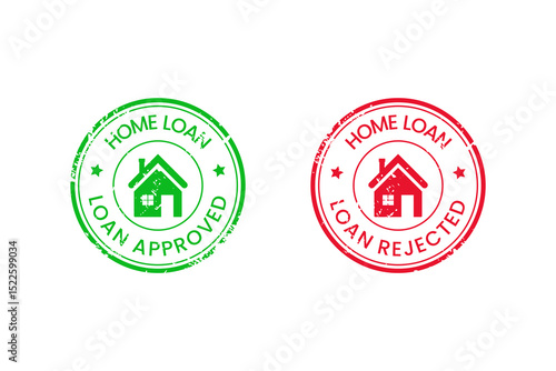 Home loan approved and rejected grunge style rubber stamp design isolated on white background