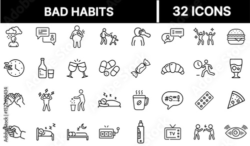 Bad Habits Icon Representing Negative Behaviors and Unhealthy Lifestyle Choices