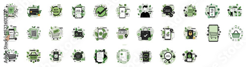 E-commerce icon set for online shopping and digital retail platforms

