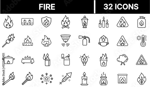 Fire Icon Representing Flame, Heat, and Burning Symbol