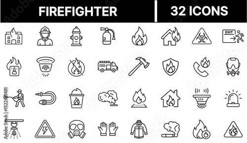 Firefighter Icon Representing Emergency Responder and Firefighting Services