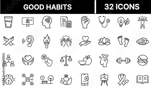 Good Habits Icon Representing Positive Daily Routines and Healthy Lifestyle Choices