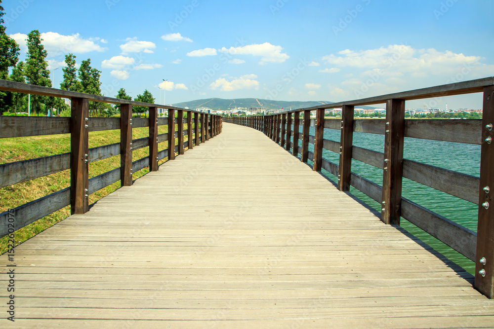 Fototapeta premium wooden bridge over the lake