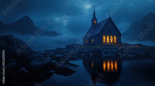 Mystical house at night