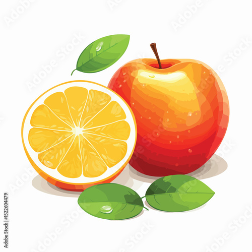 Nutritious Apple and Orange Fruits for Balanced Diet and Vitamin Intake