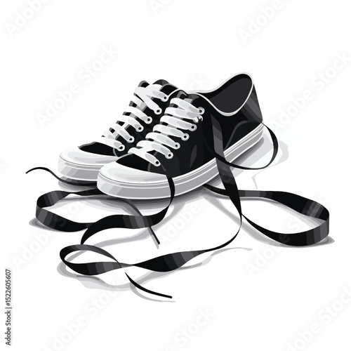 Creative Vector Illustration of Shoelaces Tied Together with Shadow for April Fool's Day Prank