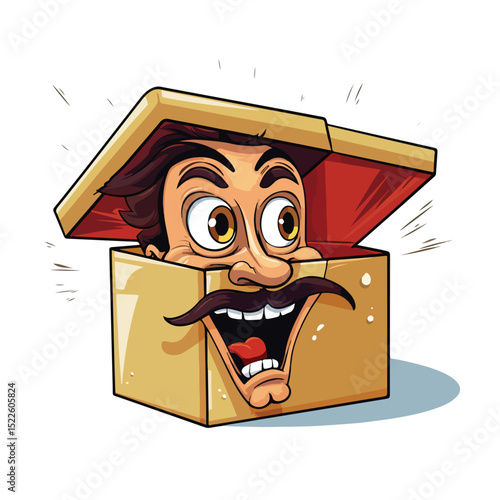 April Fools Day Surprise Box with Face Comic Vector Illustration for Pranks and Jokes