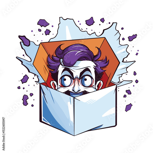 April Fools Day Surprise Box with Face Comic Vector Illustration for Humorous Designs