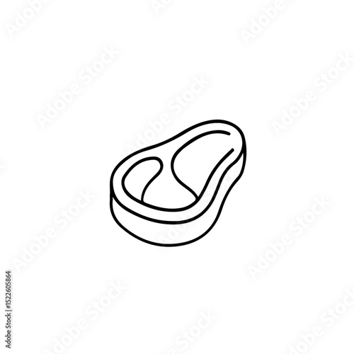 A simple line drawing of a steak cut showcasing its shape and internal division