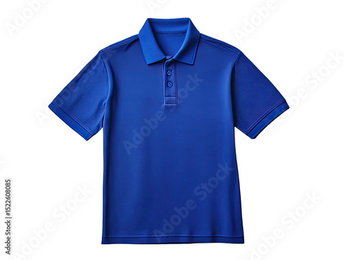 Cobalt blue polo shirt, front view (1)