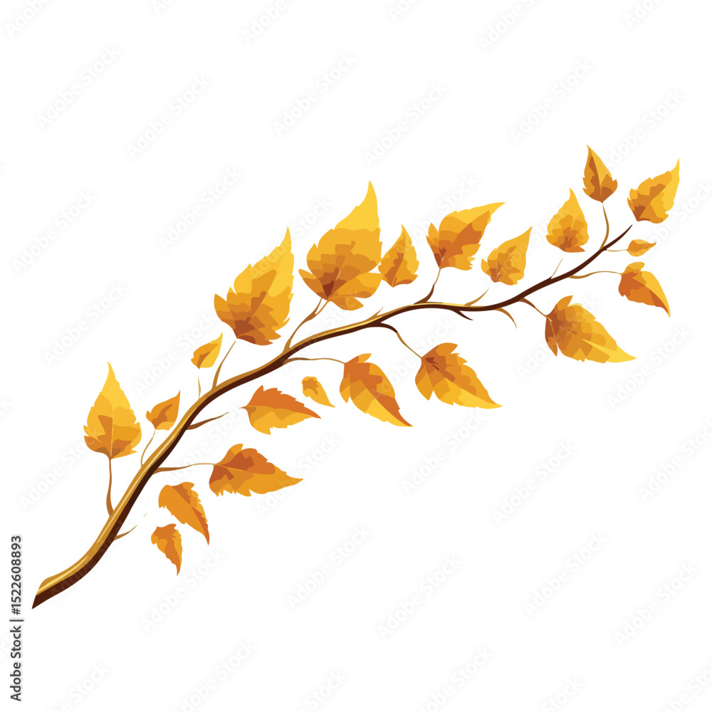 Naklejka premium Vector Illustration of Autumn Golden Branch Nature Icon