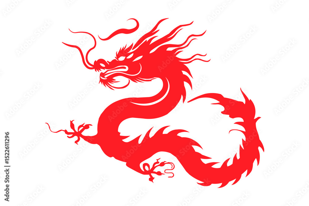 Obraz premium Red chinese dragon graphic