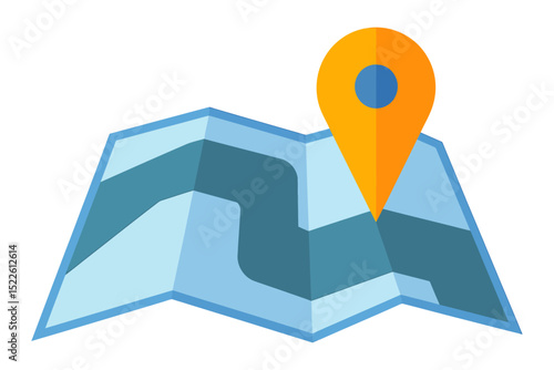 A Minimalist Digital Illustration of a Folded Map with Location Pin  Travel Planning & Navigation