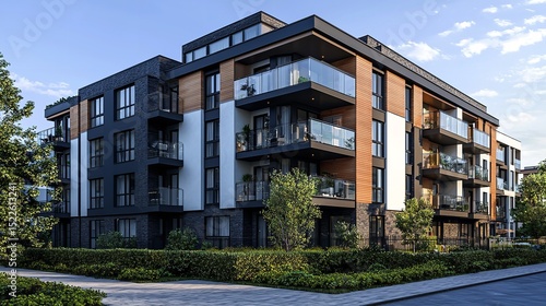 Part of Modern Residential Apartment with Flat Building Design