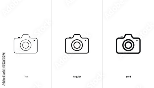 Set of camera plus icon. thin, regular and bold line icons. Set of camera plus icons. mobile concept. vector icon