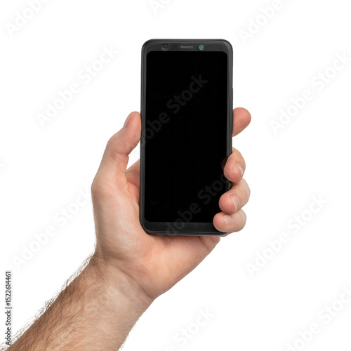 Wallpaper Mural A hand holding a modern smartphone with a blank screen, isolated on a white background, representing communication and technology. Torontodigital.ca