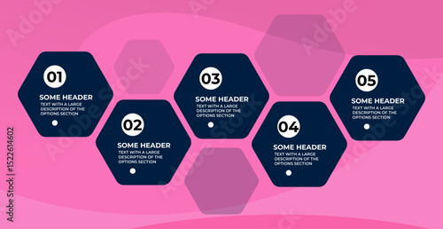 infographic template in the form of dark honeycombs with nmoers and text
