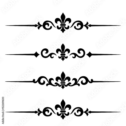 Retro elements for web design featuring decorative flourishes in elegant black style. Collection of  vector geometric shapes, clip art