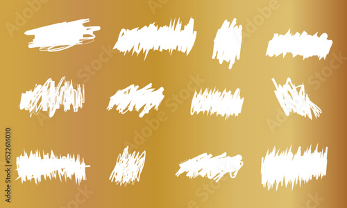 Set of golden scratch card surfaces with scraped textures isolated on white background. Collection of lotto winner, money prize, sale coupon, jackpot scratch cards Vector illustration.	