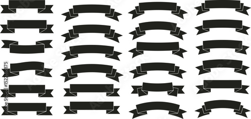 Simple Ribbon Banners Vector Set - Versatile Graphic Elements for Design