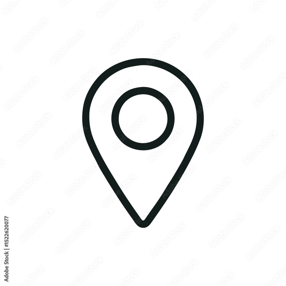 Location Pin Icon Vector in Flat-Outline Style for Maps, GPS Apps, Travel Blogs, and Business Locator Tools with Simple Monochrome Line Design on Transparent Background Location Pin Icon Vector in Flat-Outline Style for Maps, GPS Apps, Travel Blogs, and Business Locator Tools with Simple Monochrome Line Design on Transparent Background