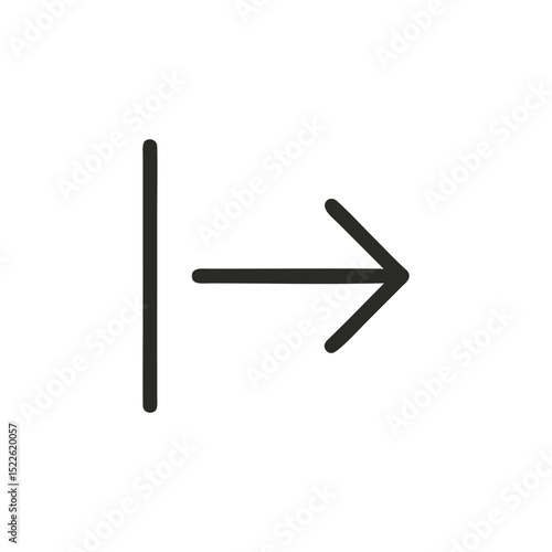 Jump to Section Arrow Icon in Flat-Outline Vector Style for UI Navigation, Web Menus, and Interactive App Interfaces with Black Lines on Transparent Background for Diverse UX Applications