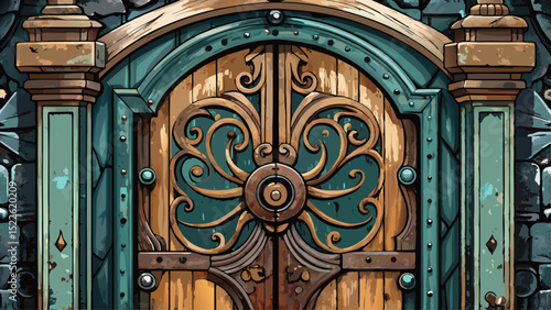 A weathered wooden door shows ornate details in close-up. Cracks, ironwork, and faded paint whisper city tales. Past, architecture, quiet, door, and charm live in this historic space.

Keywords: door,