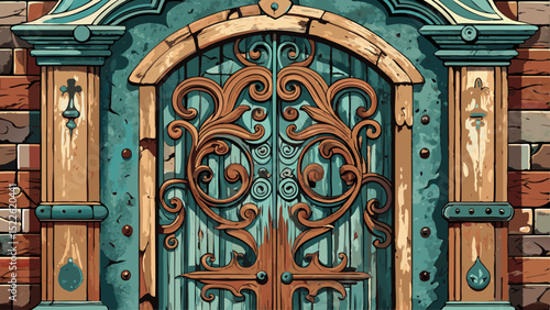 A weathered wooden door shows ornate details in close-up. Cracks, ironwork, and faded paint whisper city tales. Past, architecture, quiet, door, and charm live in this historic space.

Keywords: door,